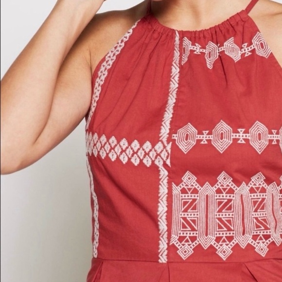 NWT Joie Konomi Top Size 4 Embroidered Halter Sleeveless Tank Peplum Brick Red - Picture 4 of 15